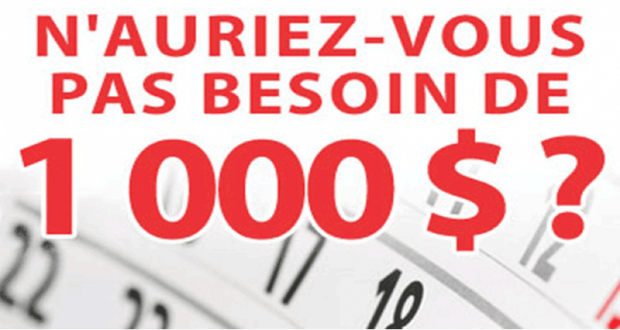 Un prix en argent d’une valeur de 1 000 $