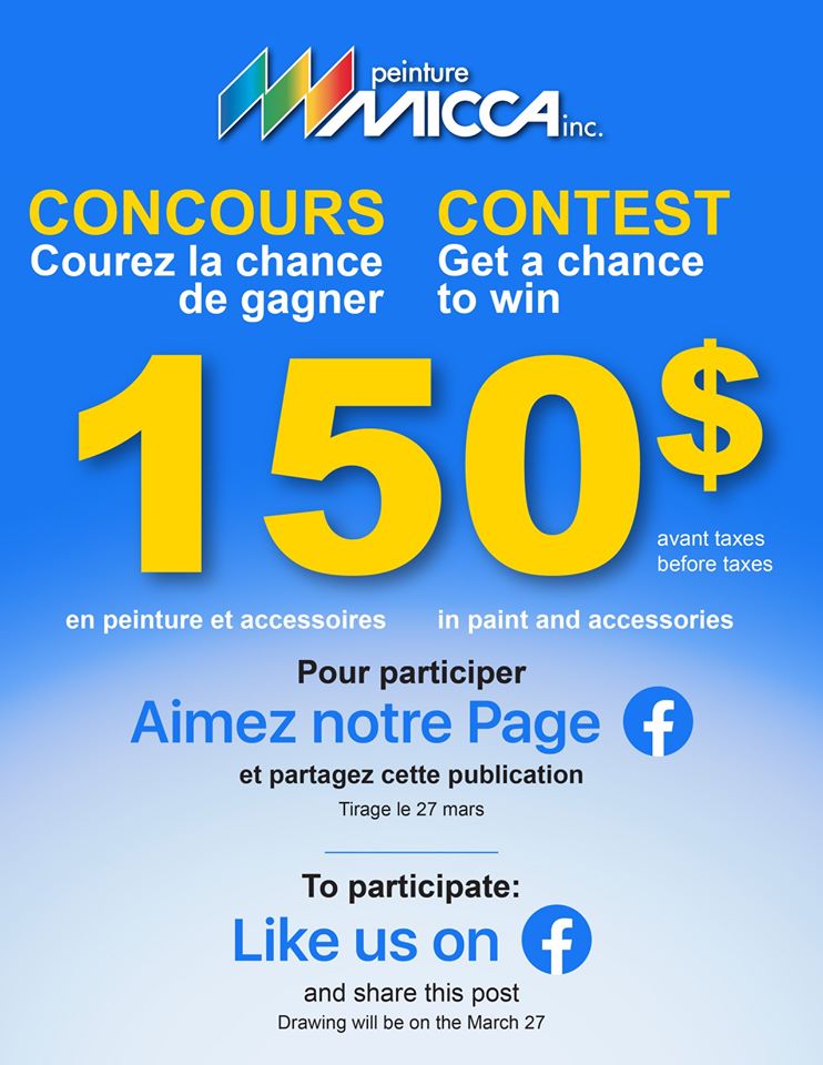 Chance De Gagner 150$ En Peinture Et Accessoires