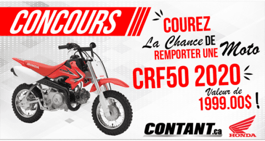 Concours Québec – Gagnez une Moto Honda CRF50 2020