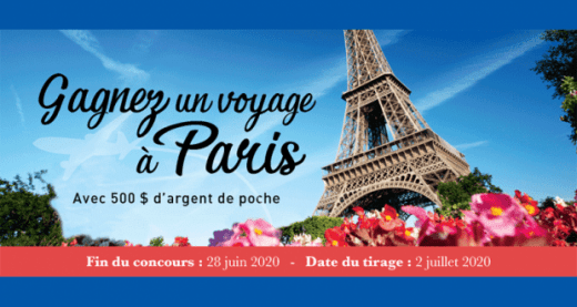 Concours Québec – Gagnez un Voyage pour deux personnes à Paris