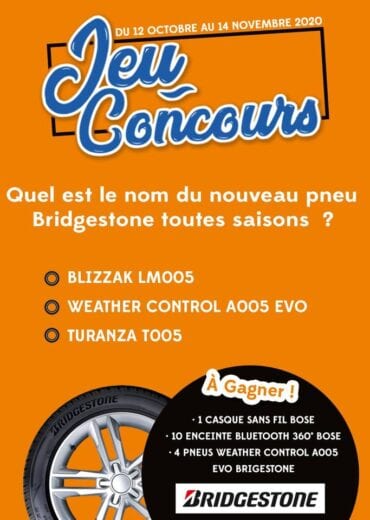 Concours France – 1 Lot De 4 Pneus Bridgestone Est À Gagner