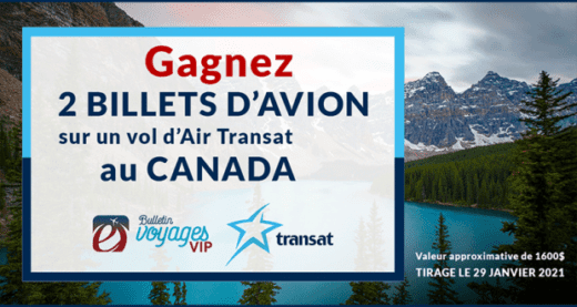 Concours Québec – 2 Billets D’avion Sur Un Vol D’air Transat Au Canada