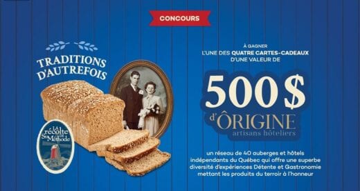 GAGNEZ L’UNE DES 4 CARTES-CADEAUX D’ÔRIGINE ARTISANS HÔTELIERS D’UNE VALEUR DE 500$!