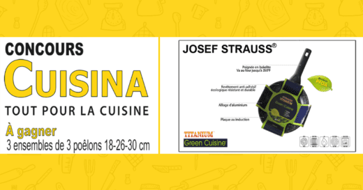 GAGNEZ L’UN DES 3 ENSEMBLES DE 3 POÊLONS DE MARQUE JOSEF STRAUSS!