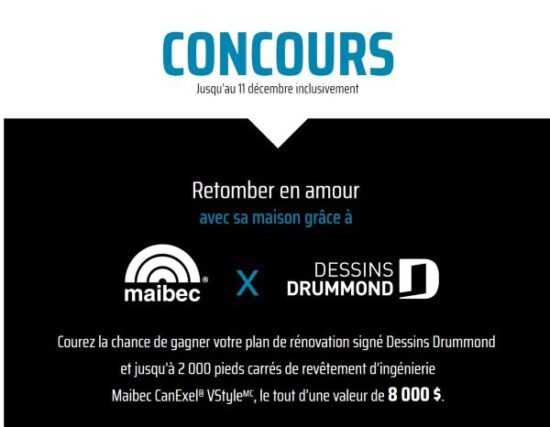 GAGNEZ 2 000 PIEDS CARRÉS DE REVÊTEMENT D’INGÉNIERIE, VALEUR DE 8000$