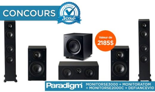 GAGNEZ UN ENSEMBLE DE HAUT-PARLEURS MONITOR DE PARADIGM D’UNE VALEUR DE 2185$!