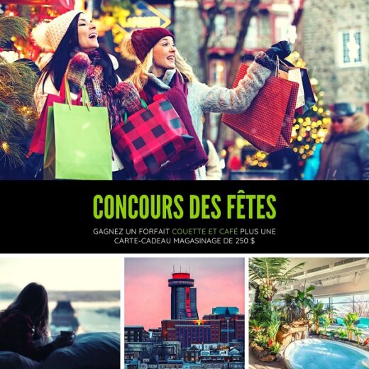 GAGNEZ UN FORFAIT MAGASINAGE (VALEUR DE PLUS DE 500 $) À L’HÔTEL LE CONCORDE QUÉBEC!